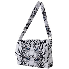 White And Black Tiger Full Print Messenger Bag (l) by Sarkoni