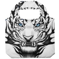 White And Black Tiger Foldable Grocery Recycle Bag by Sarkoni