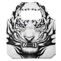 White And Black Tiger Premium Foldable Grocery Recycle Bag by Sarkoni