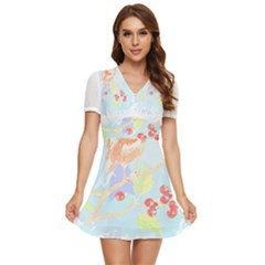 Bird Lover T- Shirtbird T- Shirt (10) V-neck High Waist Chiffon Mini Dress