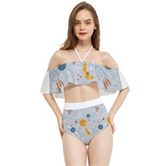 Cosmos T- Shirt Cute Baby Cosmic Pattern T- Shirt Halter Flowy Bikini Set 