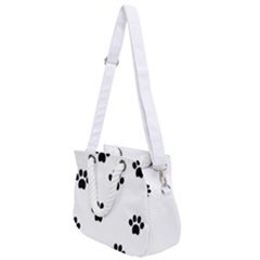 Dog Paw Print T- Shirt Paw Pattern 6 Rope Handles Shoulder Strap Bag by EnriqueJohnson