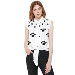 Dog Paw Print T- Shirt Paw Pattern 6 Frill Detail Shirt