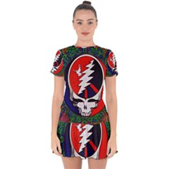 Grateful Dead - Drop Hem Mini Chiffon Dress by Sarkoni