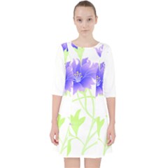 Flowers Art T- Shirtflowers T- Shirt (17) Quarter Sleeve Pocket Dress