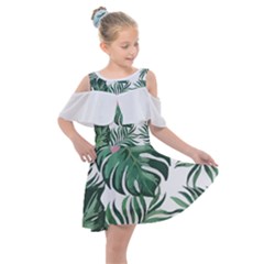 Hawaii T- Shirt Hawaii Coral Flower Fashion T- Shirt Kids  Shoulder Cutout Chiffon Dress