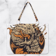 Human Skull  Skull Art Skeleton Illustration Zipper Medium Tote Bag by uniart180623