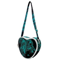 Angry Male Lion Predator Carnivore Heart Shoulder Bag by uniart180623