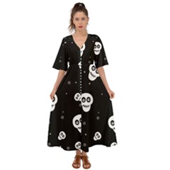 Skull Pattern Kimono Sleeve Boho Dress by Ket1n9