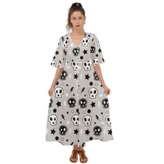 Skull-pattern- Kimono Sleeve Boho Dress by Ket1n9