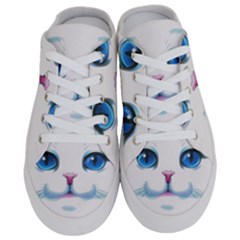 Cute White Cat Blue Eyes Face Half Slippers by Ket1n9