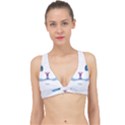 Cute White Cat Blue Eyes Face Classic Banded Bikini Top View1