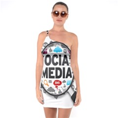 Social Media Computer Internet Typography Text Poster One Shoulder Ring Trim Bodycon Dress by Ket1n9