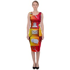 Colorful 3d Social Media Sleeveless Pencil Dress by Ket1n9