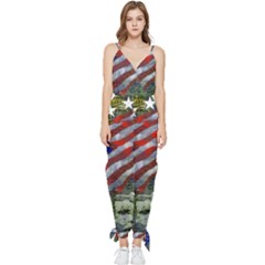 Usa United States Of America Images Independence Day Sleeveless Tie Ankle Chiffon Jumpsuit by Ket1n9