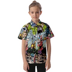 Vintage Horror Collage Pattern Kids  Short Sleeve Shirt by Ket1n9