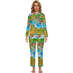 World Map Womens  Long Sleeve Lightweight Pajamas Set by Ket1n9