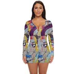 Graffiti-mural-street-art-painting Long Sleeve Boyleg Swimsuit