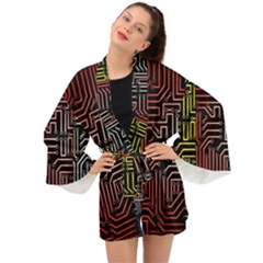 Circuit Board Seamless Patterns Set Long Sleeve Kimono by Ket1n9