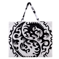 Ying Yang Tattoo Zipper Large Tote Bag by Ket1n9