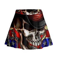 Confederate Flag Usa America United States Csa Civil War Rebel Dixie Military Poster Skull Mini Flare Skirt by Ket1n9