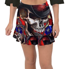 Confederate Flag Usa America United States Csa Civil War Rebel Dixie Military Poster Skull Fishtail Mini Chiffon Skirt by Ket1n9