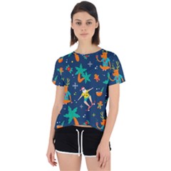 Colorful Funny Christmas Pattern Open Back Sport T-shirt by Ket1n9