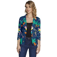 Colorful Funny Christmas Pattern Women s One-button 3/4 Sleeve Short Jacket by Ket1n9