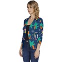 Colorful Funny Christmas Pattern Women s One-Button 3/4 Sleeve Short Jacket View2