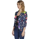 Colorful Funny Christmas Pattern Women s One-Button 3/4 Sleeve Short Jacket View2