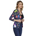 Colorful Funny Christmas Pattern Women s One-Button 3/4 Sleeve Short Jacket View3