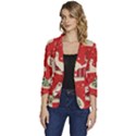 Christmas New Year Seamless Pattern Women s One-Button 3/4 Sleeve Short Jacket View1