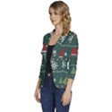 Beautiful Knitted Christmas Pattern Women s One-Button 3/4 Sleeve Short Jacket View2