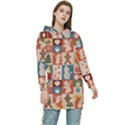 Cute Christmas Seamless Pattern Vector  - Women s Long Oversized Pullover Hoodie View1