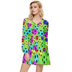 Balls Colors Tiered Long Sleeve Mini Dress by Ket1n9