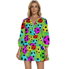 Balls Colors V-neck Placket Mini Dress by Ket1n9