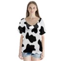 Animal-print-black-and-white-black V-Neck Flutter Sleeve Top View1