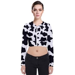 Animal-print-black-and-white-black Long Sleeve Zip Up Bomber Jacket by Ket1n9