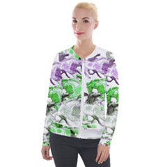 Horse-horses-animal-world-green Velvet Zip Up Jacket by Ket1n9