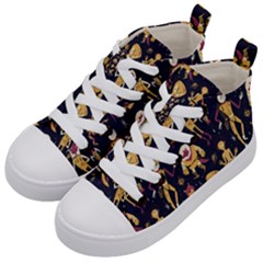 Alien Surface Pattern Kids  Mid-top Canvas Sneakers by Ket1n9