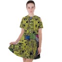 Technology Circuit Board Short Sleeve Shoulder Cut Out Dress  View1