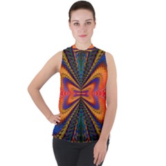 Casanova Abstract Art-colors Cool Druffix Flower Freaky Trippy Mock Neck Chiffon Sleeveless Top by Ket1n9