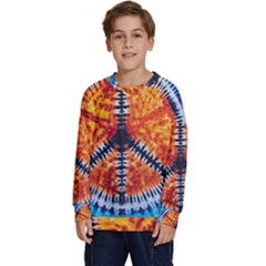 Tie Dye Peace Sign Kids  Crewneck Sweatshirt