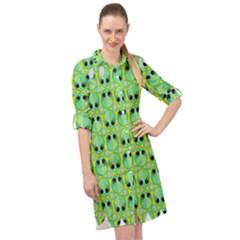 Alien Pattern- Long Sleeve Mini Shirt Dress by Ket1n9