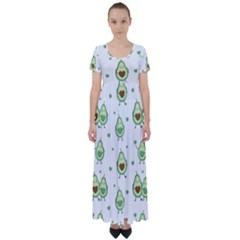 Cute-seamless-pattern-with-avocado-lovers High Waist Short Sleeve Maxi Dress by Ket1n9