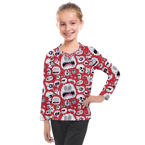 Another Monster Pattern Kids  Long Mesh T-shirt by Ket1n9