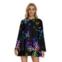 Snowflakes Snow Winter Christmas Round Neck Long Sleeve Bohemian Style Chiffon Mini Dress View1