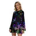 Snowflakes Snow Winter Christmas Round Neck Long Sleeve Bohemian Style Chiffon Mini Dress View2