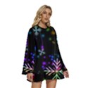 Snowflakes Snow Winter Christmas Round Neck Long Sleeve Bohemian Style Chiffon Mini Dress View3