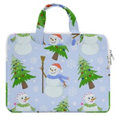 New Year Christmas Snowman Pattern, Macbook Pro 13  Double Pocket Laptop Bag by Grandong